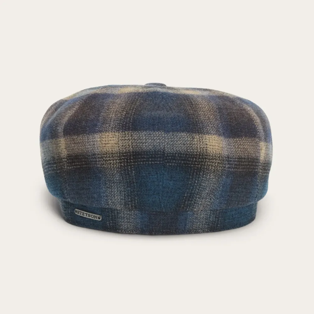 Stetson Hatteras Virgin Wool Cap Blue/Beige Check Outlet