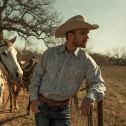 Stetson Highland Paisley Snap-Front Shirt Grey Sale