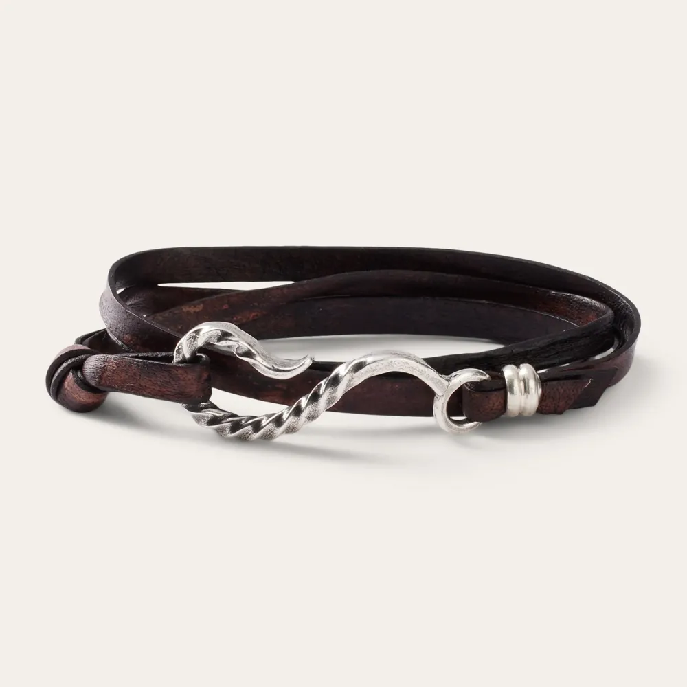 Stetson Hook Leather Bracelet Brown Leather Hot