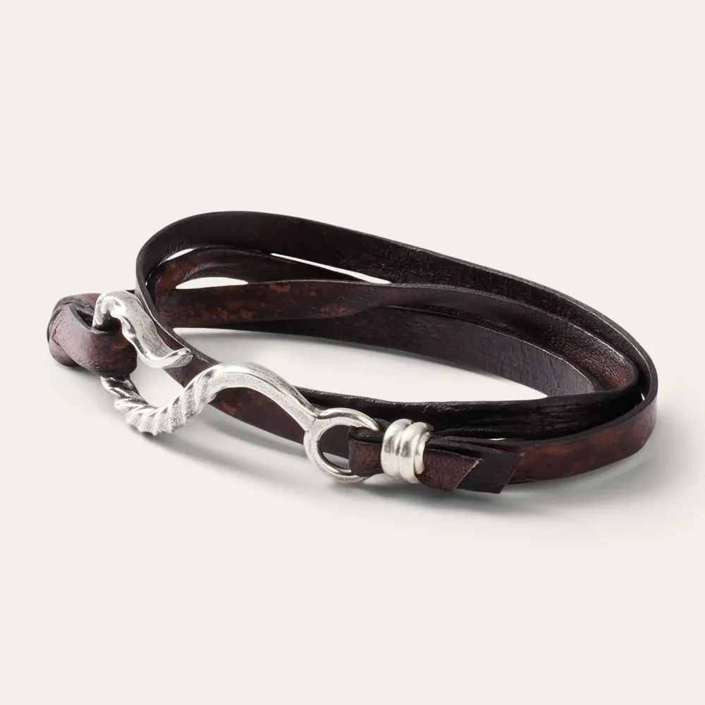 Stetson Hook Leather Bracelet Brown Leather Hot
