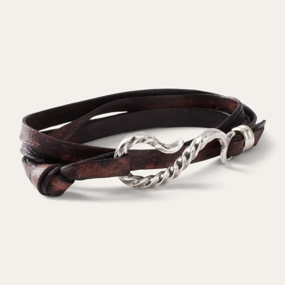 Stetson Hook Leather Bracelet Brown Leather Hot