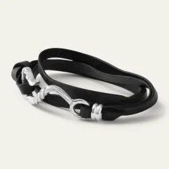 Stetson Hook Leather Bracelet Black Leather Best