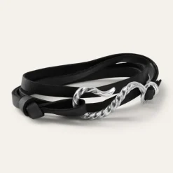 Stetson Hook Leather Bracelet Black Leather Best