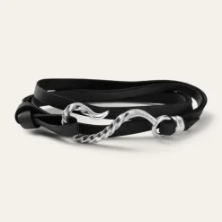Stetson Hook Leather Bracelet Black Leather Outlet