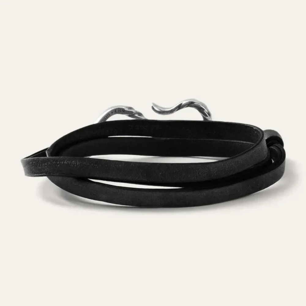Stetson Hook Leather Bracelet Black Leather Outlet