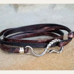 Stetson Hook Leather Bracelet Brown Leather Online