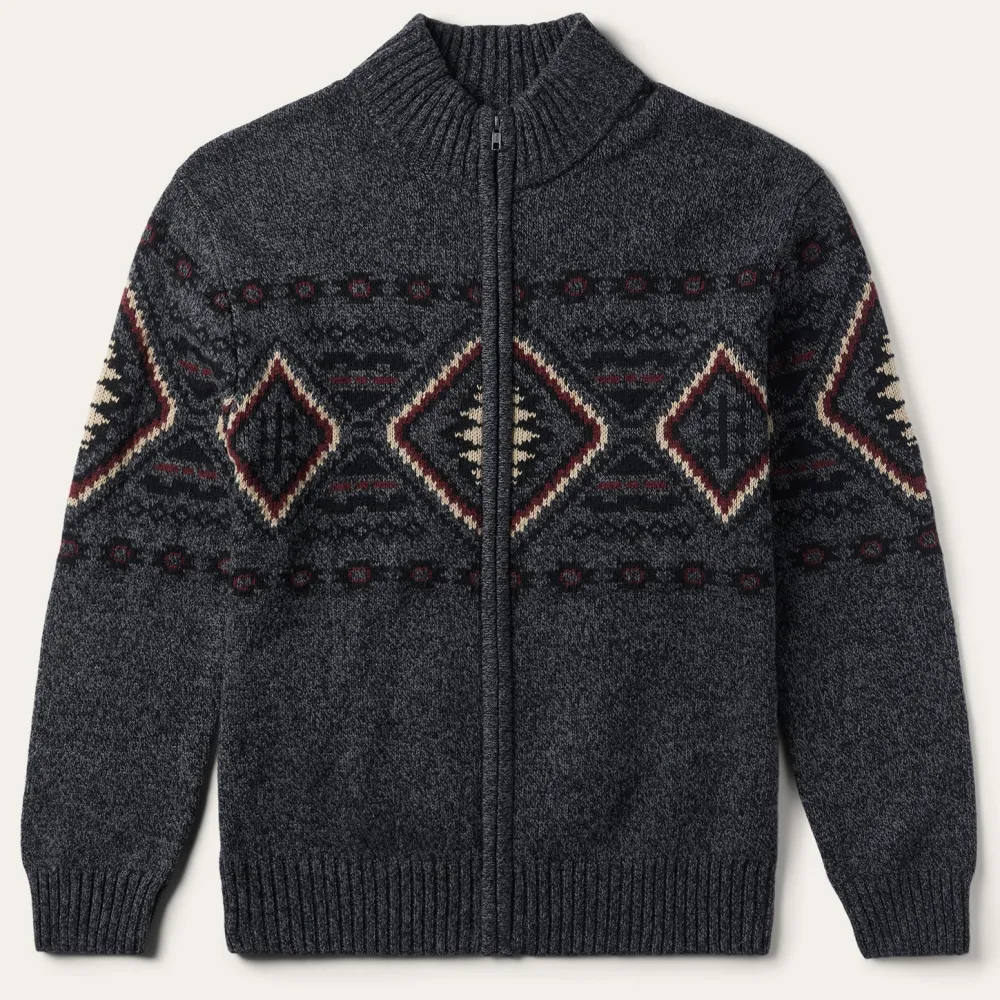 Stetson Horizontal Aztec Cardigan Grey