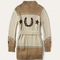 Stetson Horseshoe  Star Belted Cardigan White New