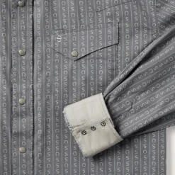 Stetson Horseshoe Stripe Print Shirt Grey Clearance