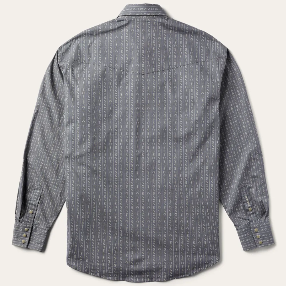 Stetson Horseshoe Stripe Print Shirt Grey Hot