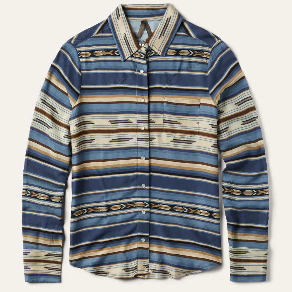 Stetson Indigo Serape Print Shirt Blue New