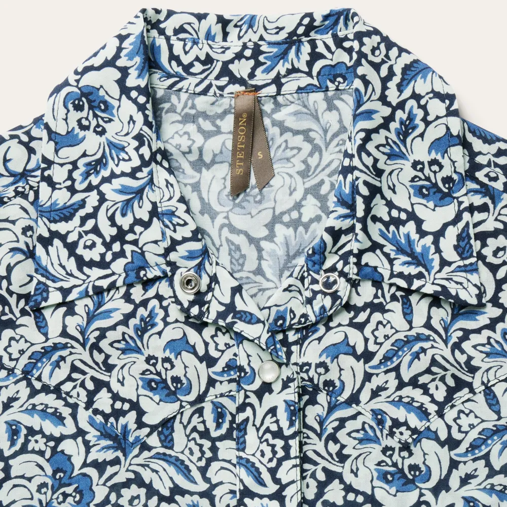 Stetson Indigo Tapestry Print Shirt Blue Clearance