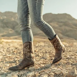 Stetson Iris Mid-Calf Embroidered Boot Brown Hot
