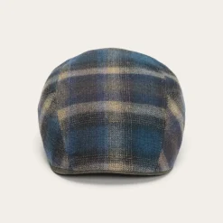 Stetson Ivy Virgin Wool Cap Blue Beige Check New