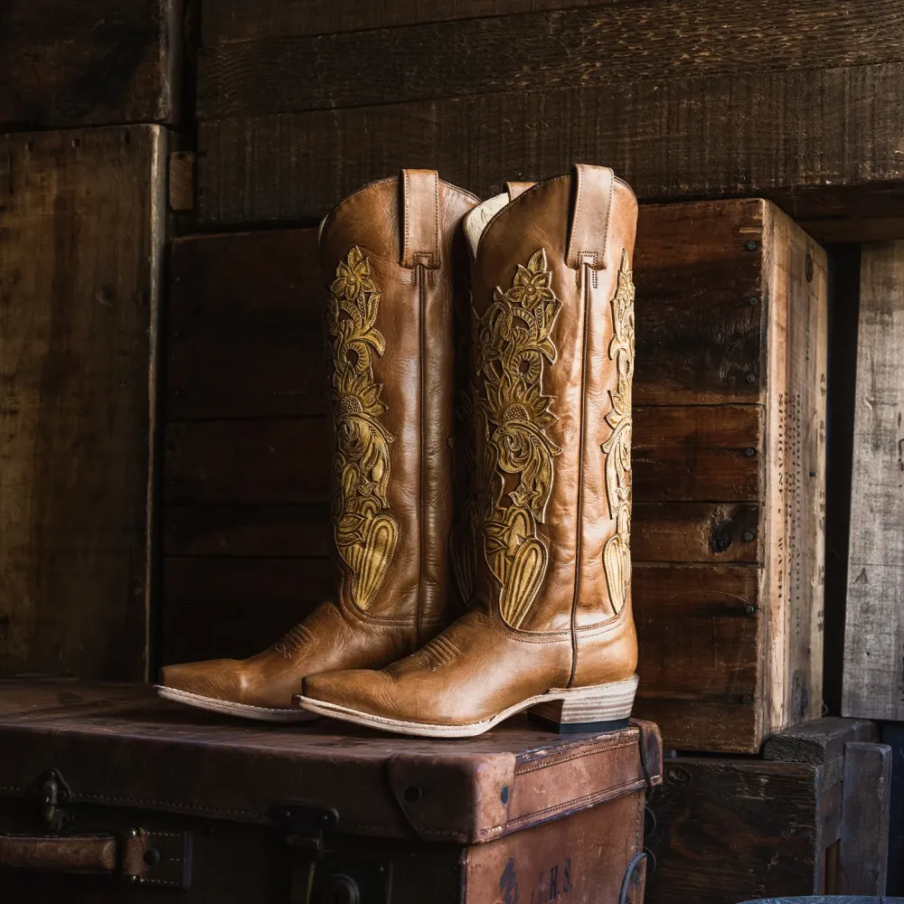 Stetson Jules Hand Tooled Leather Boot Brown Sale