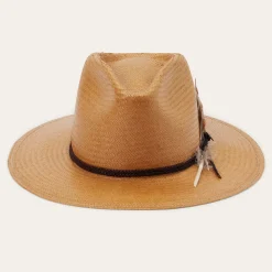 Stetson Juno Shantung Straw Fedora Sand New