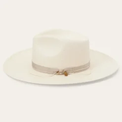 Stetson JW Marshall Straw Flat Brim Hat Natural New