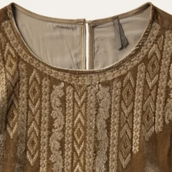Stetson Khaki Velvet Babydoll Dress Copper