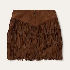 Stetson Lamb Suede Fringe Mini Skirt Brown Best