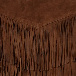Stetson Lamb Suede Fringe Mini Skirt Brown Best