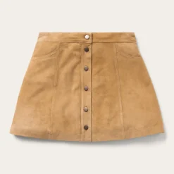Stetson Lamb Suede Gored Skirt Brown New