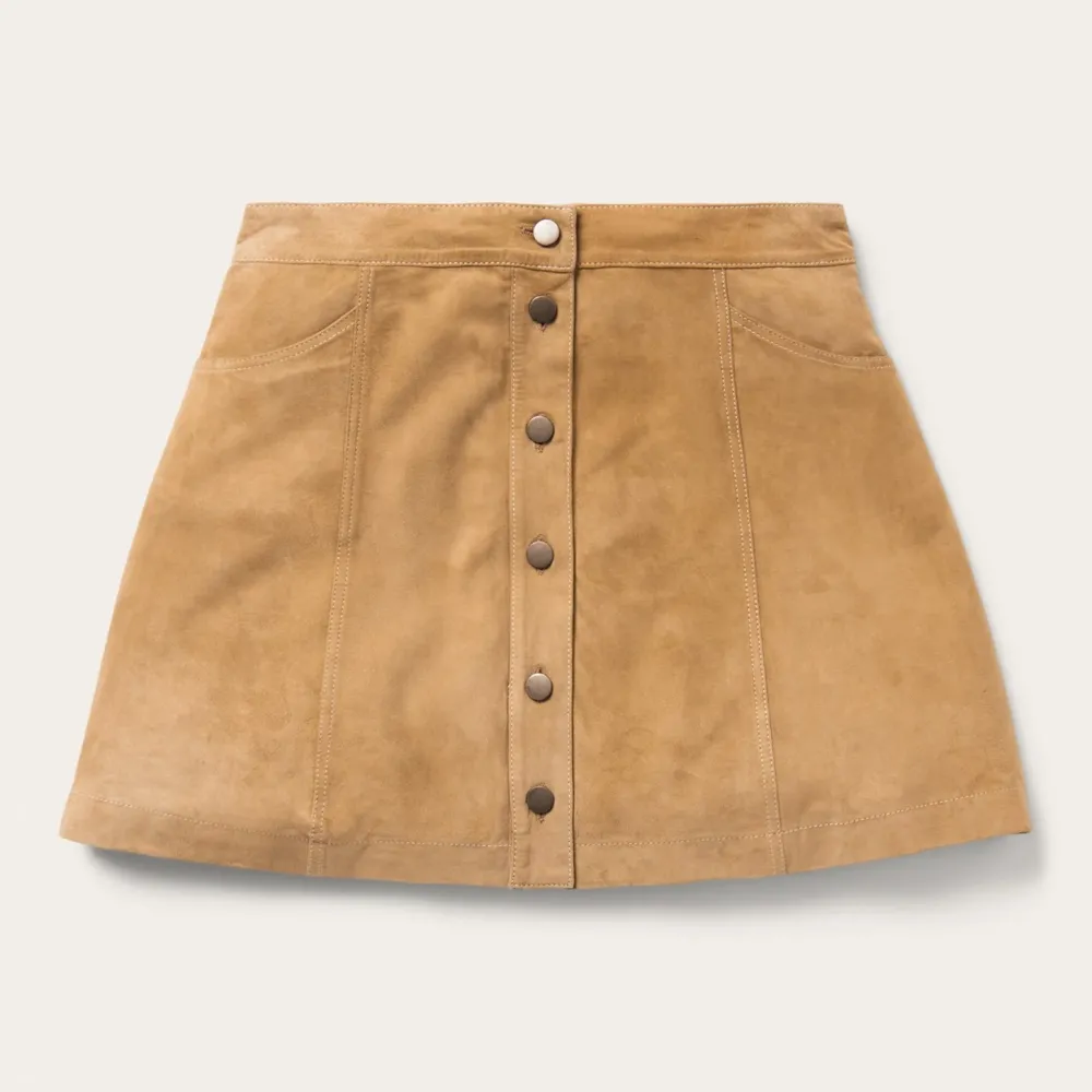 Stetson Lamb Suede Gored Skirt Brown New