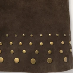 Stetson Lamb Suede Skirt with Nailheads Brown New