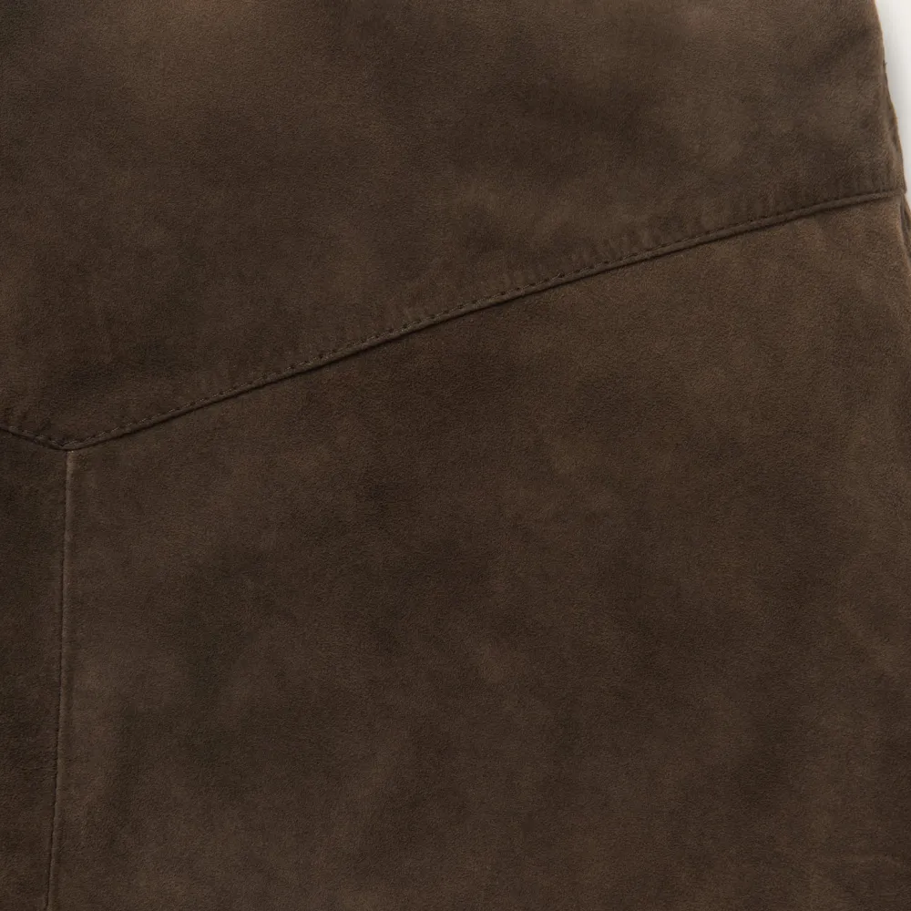 Stetson Lamb Suede Skirt with Nailheads Brown New