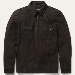 Stetson Leather Western Shirt Jacket Brown Sale