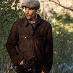Stetson Leather Western Shirt Jacket Brown Sale