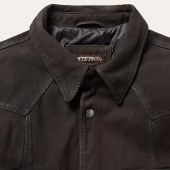 Stetson Leather Western Shirt Jacket Brown Sale