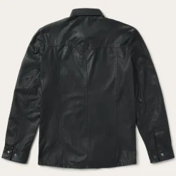 Stetson Leather Western Shirt Jacket Black Sale