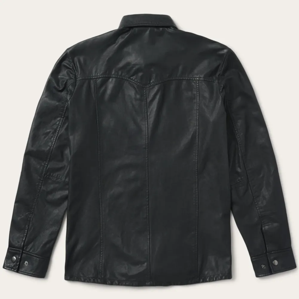 Stetson Leather Western Shirt Jacket Black Sale