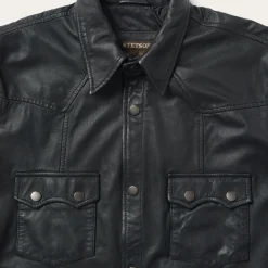 Stetson Leather Western Shirt Jacket Black Sale