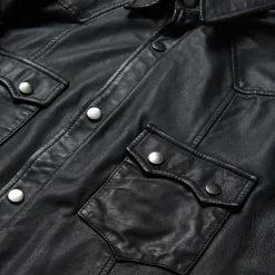 Stetson Leather Western Shirt Jacket Black Sale