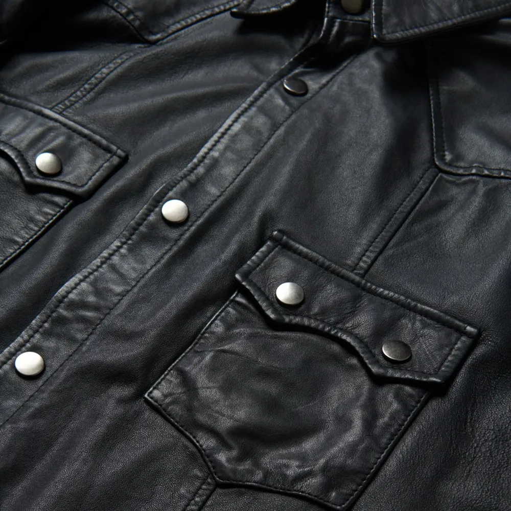 Stetson Leather Western Shirt Jacket Black Sale