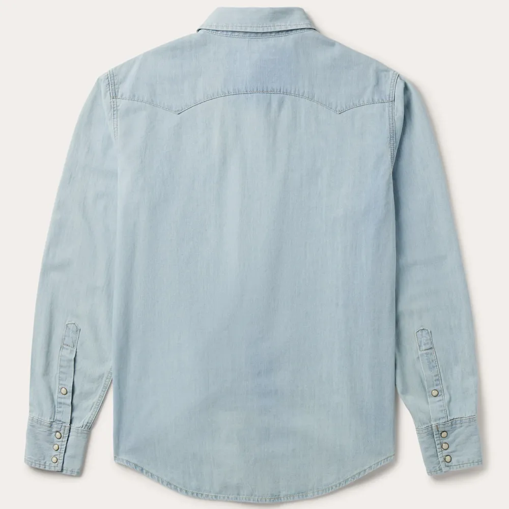 Stetson Light Denim Western Shirt Blue Outlet