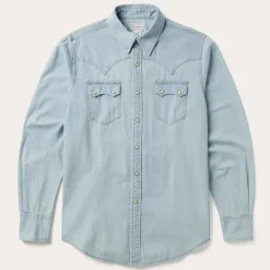 Stetson Light Denim Western Shirt Blue Hot