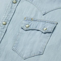 Stetson Light Denim Western Shirt Blue Hot