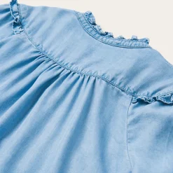 Stetson Lightweight Denim Peasant Blouse Blue Sale