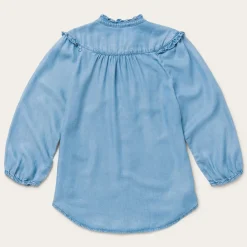 Stetson Lightweight Denim Peasant Blouse Blue Clearance