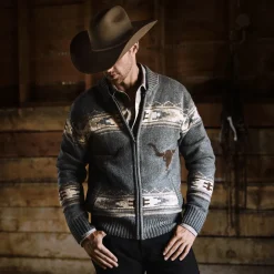 Stetson Longhorn Cardigan Grey Clearance