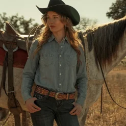 Stetson Long-Sleeved Denim Shirt Blue Best