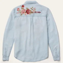 Stetson Long-Sleeved Embroidered Blouse Blue Best