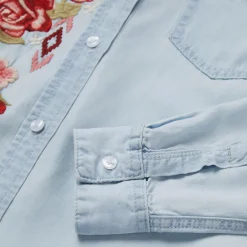 Stetson Long-Sleeved Embroidered Blouse Blue Best