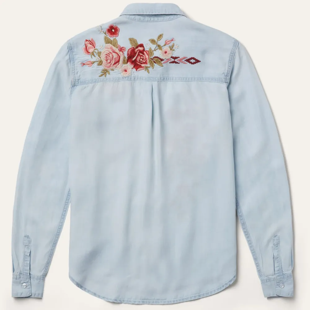 Stetson Long-Sleeved Embroidered Blouse Blue Sale