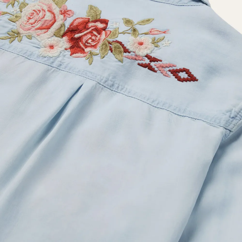 Stetson Long-Sleeved Embroidered Blouse Blue Sale