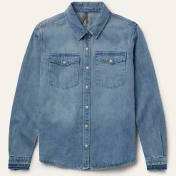 Stetson Loose Fit Denim Snap-Front Shirt Blue Best