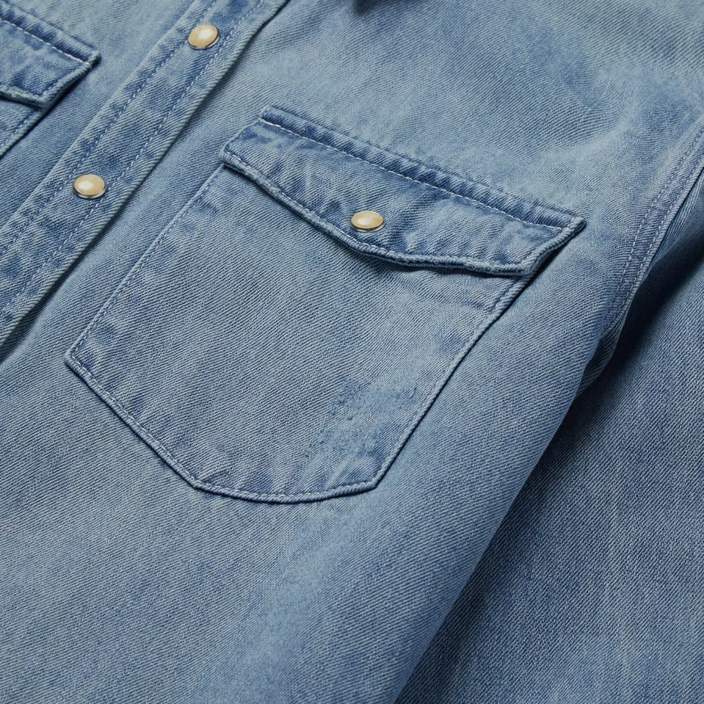 Stetson Loose Fit Denim Snap-Front Shirt Blue Best