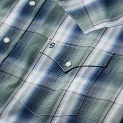 Stetson Lucky Diamond Plaid Western Shirt Green Outlet
